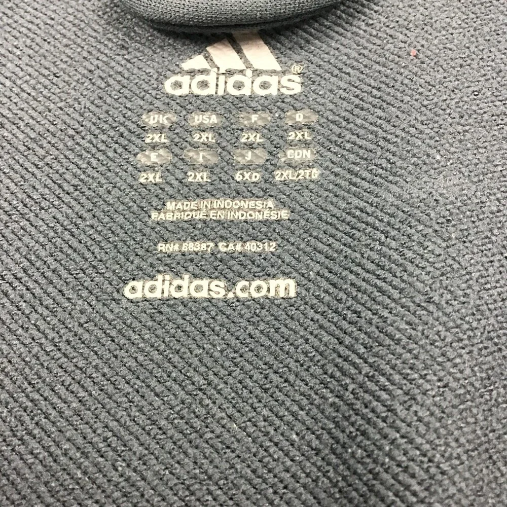 Adidas Sweater Men 2XL Blue 1/4 Zip Golf Pullover Collar Golfer Sleeve Pocket *